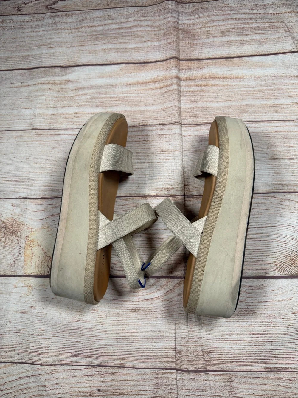 Rothy's Women's Neutral Beige-Taupe Slingback Wedge Sandals